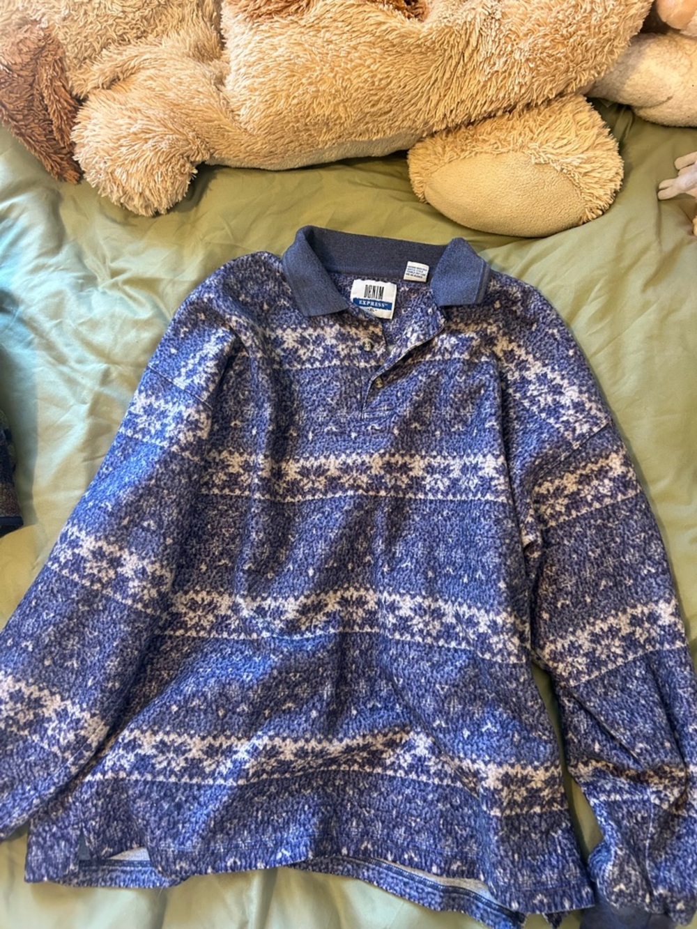 Vintage 80s Purple and White Patterned Fleece